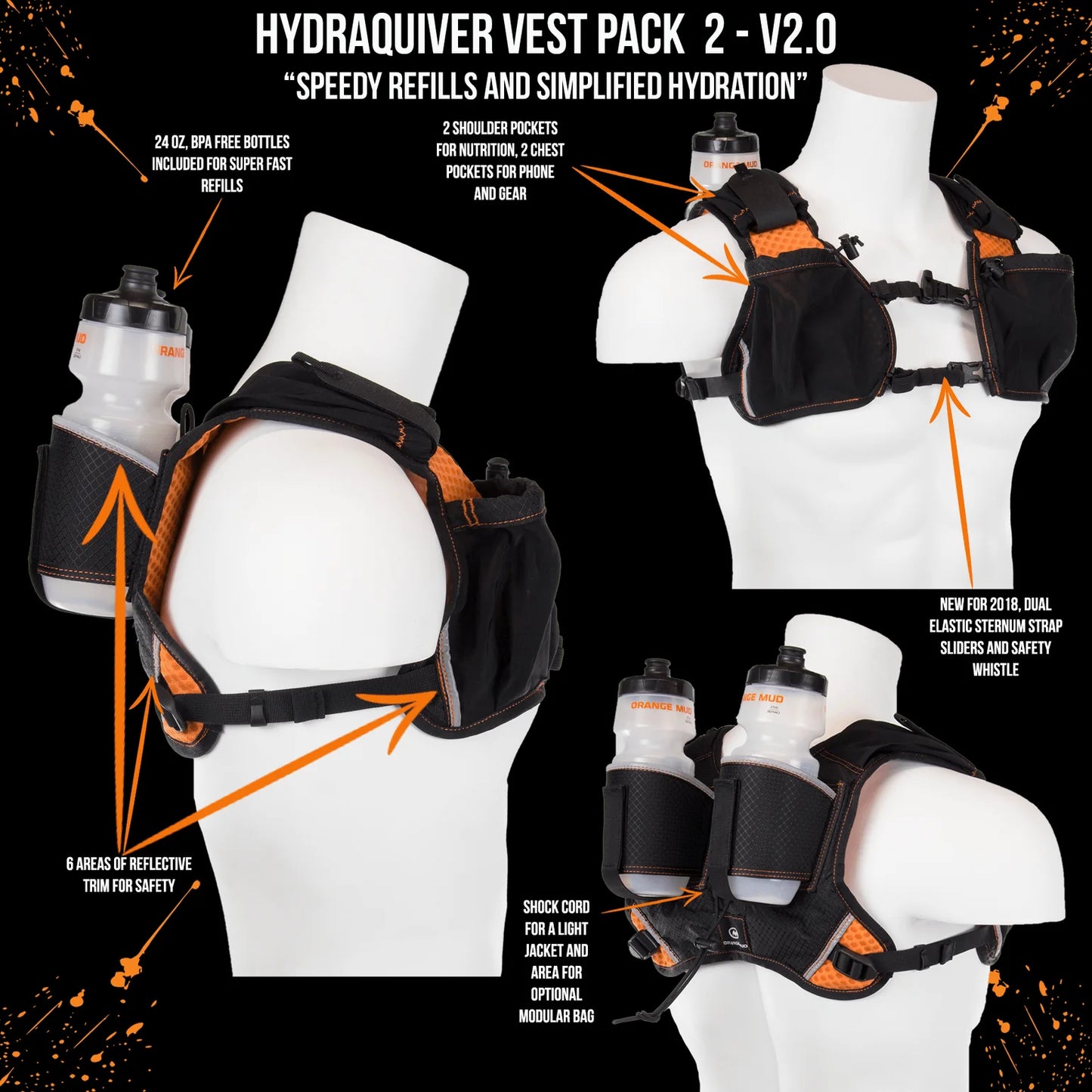 Orange Mud | HydraQuiver Vest Pack 2 - 2.0 | HQ-BK-VP2 - 2.0 | BlackOrange